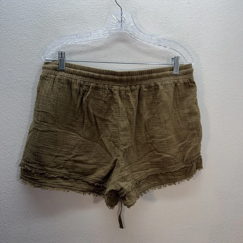 Cloth and Stone Shorts Womens‎ Size M Brown Frayed Hem Pull On Gauze 100% Cotton